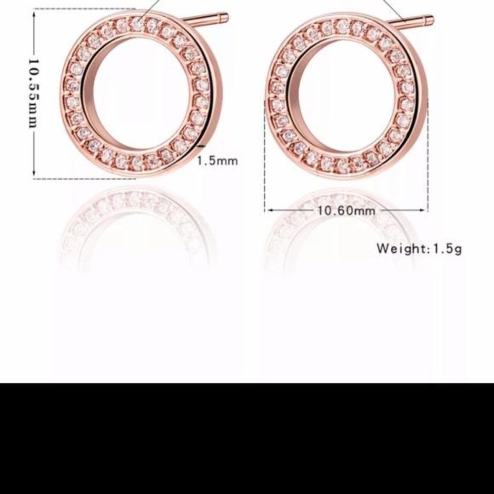 New Luxury 18k Rose Gold Diamond Stud Earrings, nice Earrings, cute Earrings - Picture 3 of 4